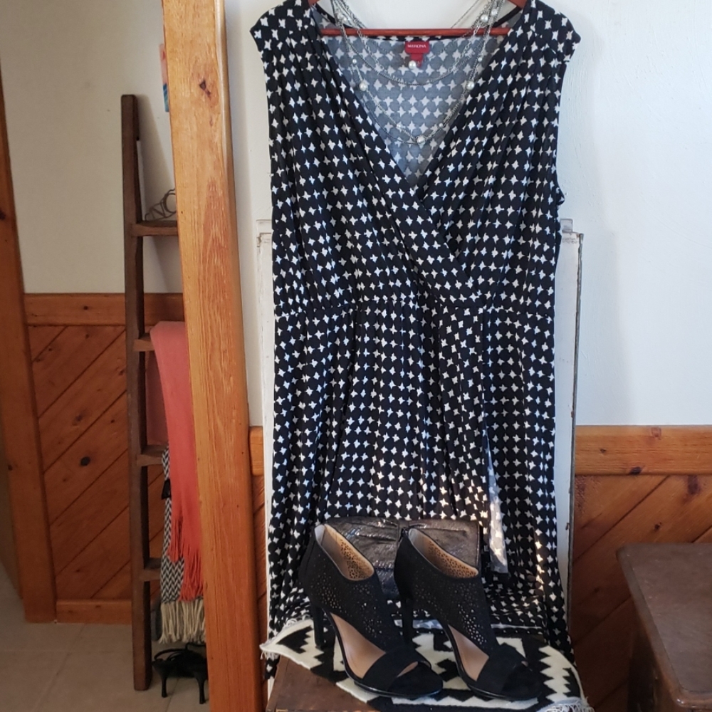 Sleeveless Faux Wrap Dress